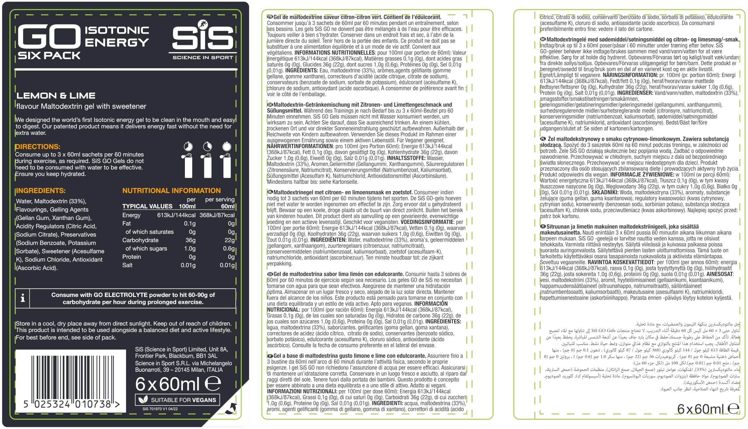 science-in-sport-go-isotonic-energy-gel-6-x-60-ml-zitrone-limette image 6