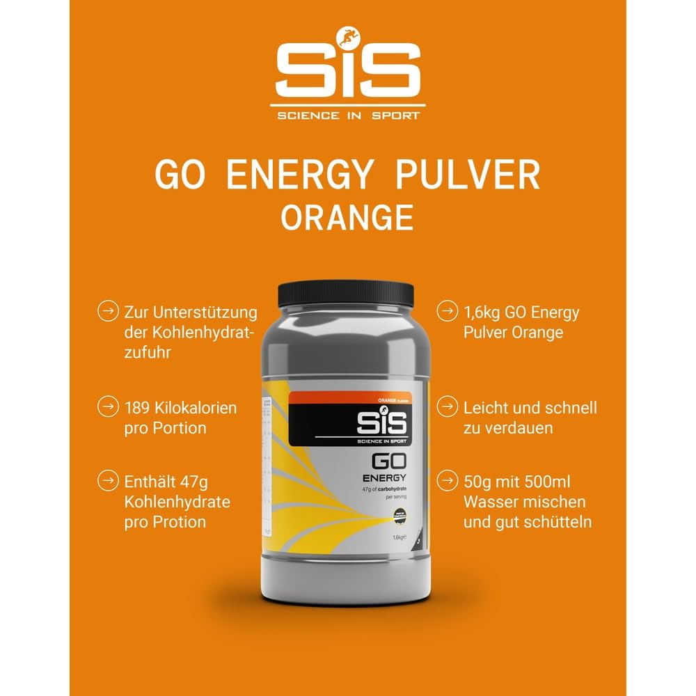 science-in-sport-go-energy-getr-nkepulver-1-6-kg-orange-vegan-47-g-kohlenhydrate image 2