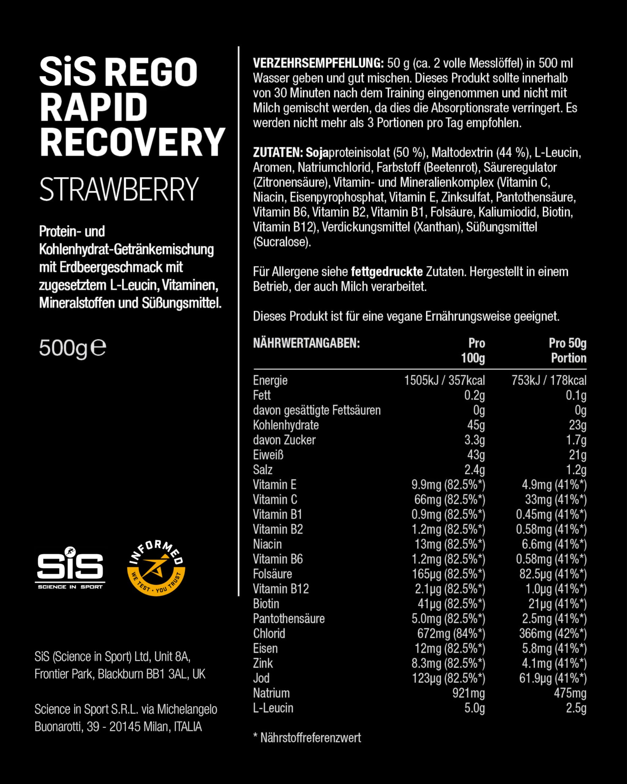 science-in-sport-rego-rapid-recovery-erdbeere-500-g-pulver image 5