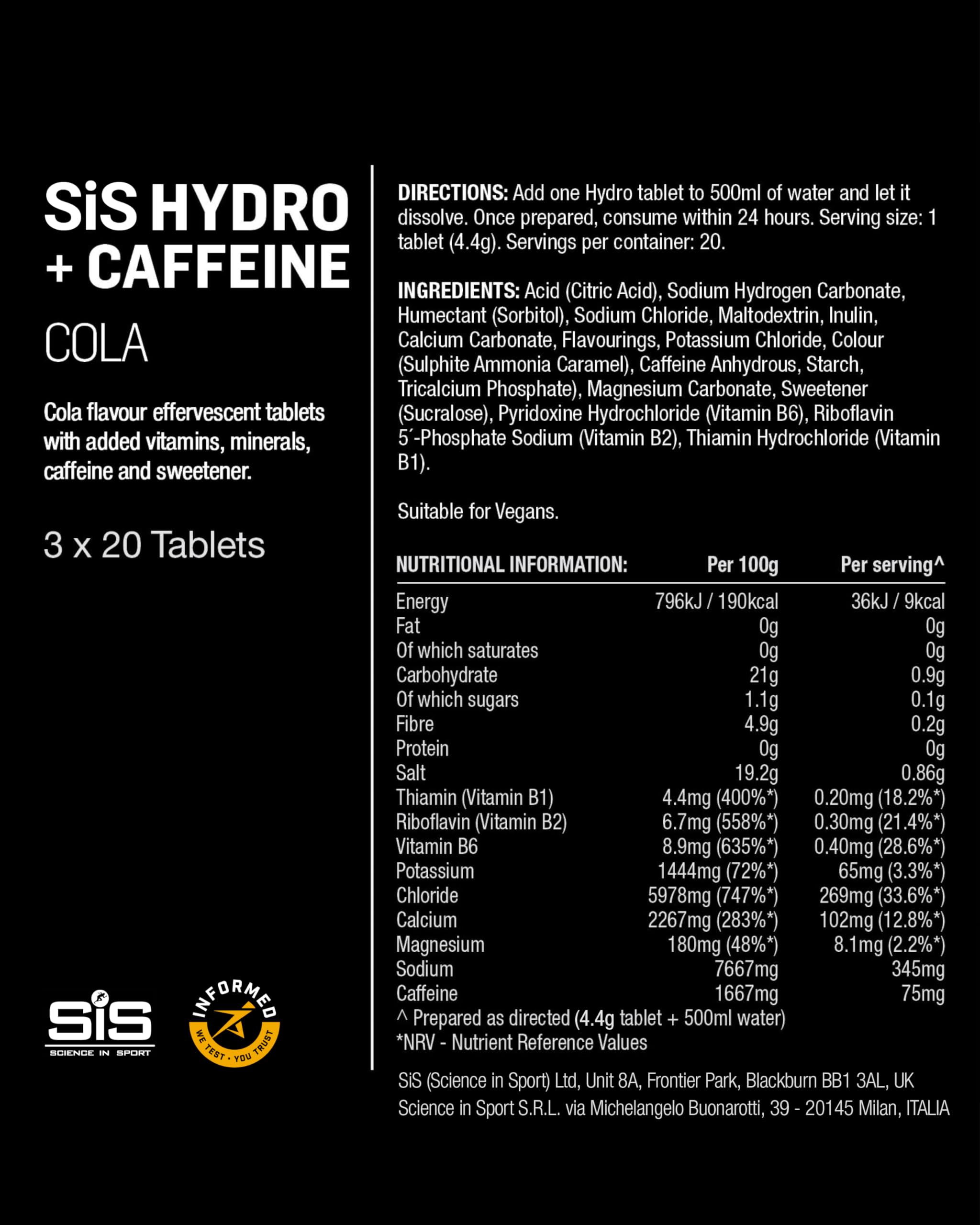 science-in-sport-go-hydro-koffein-brausetabletten-cola-3x20-elektrolyte image 6