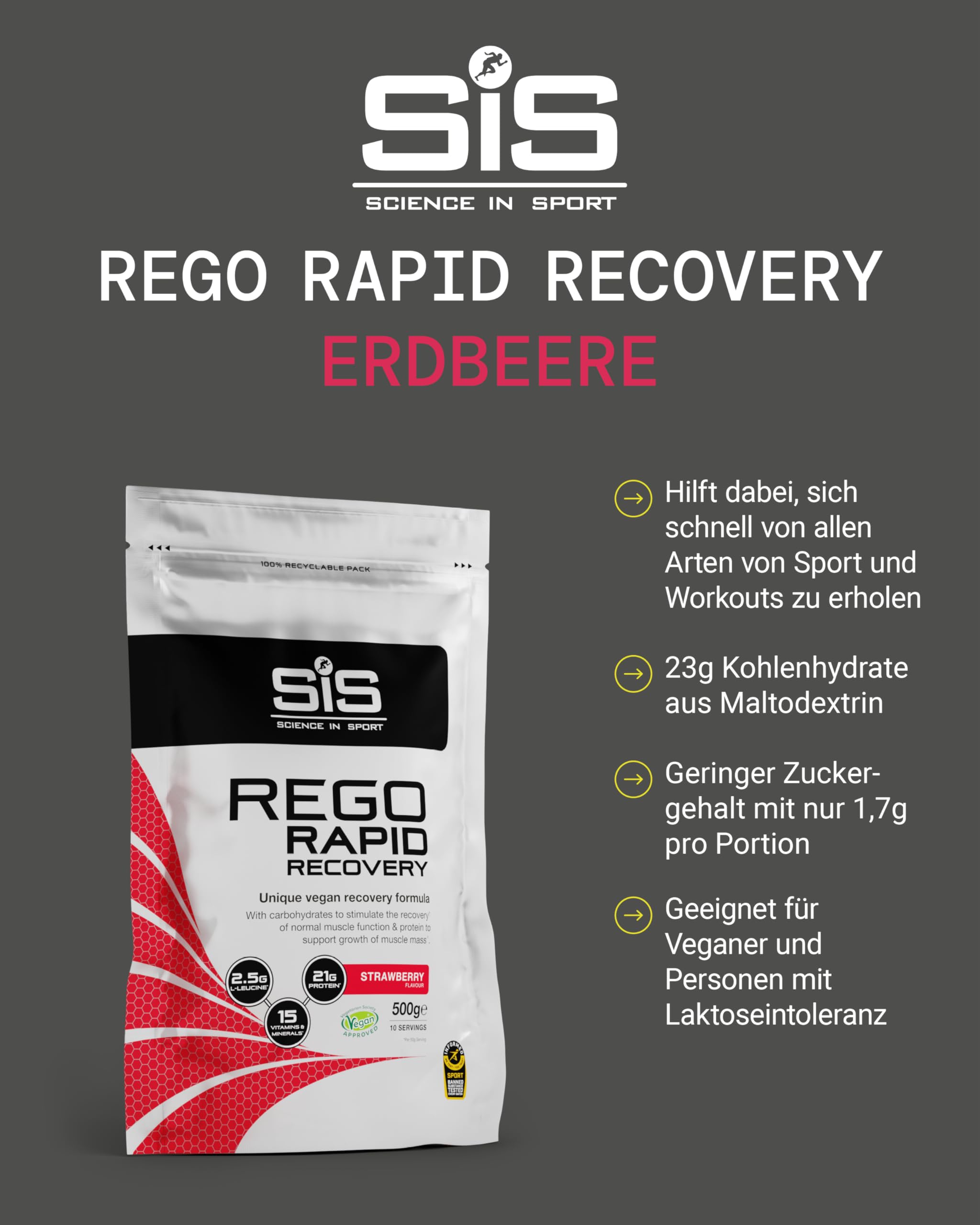 science-in-sport-rego-rapid-recovery-erdbeere-500-g-pulver image 2