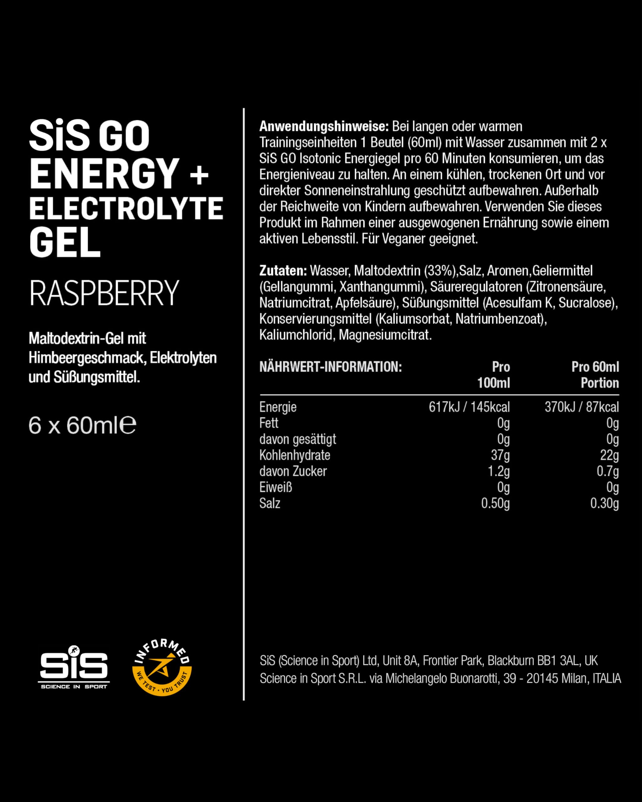 science-in-sport-go-energy-elektrolyt-gels-6-x-60-ml-himbeere-22-g-kohlenhydrate image 5