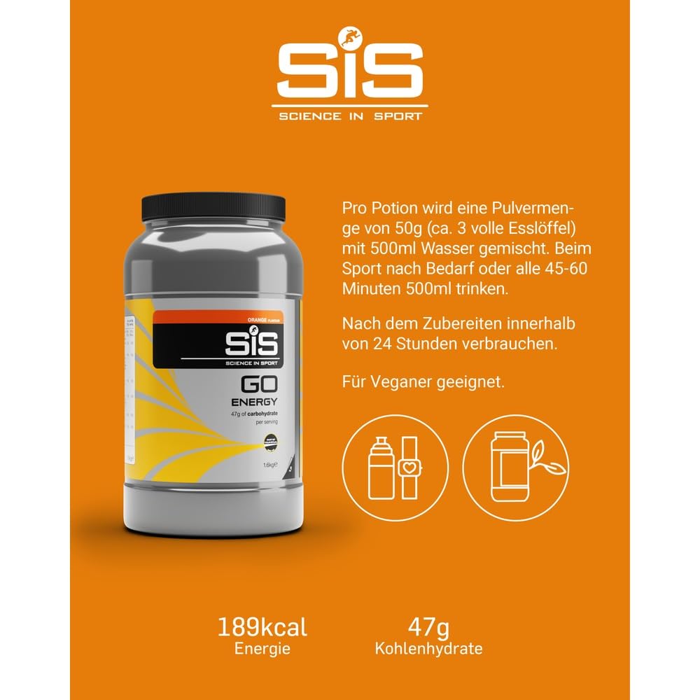 science-in-sport-go-energy-getr-nkepulver-1-6-kg-orange-vegan-47-g-kohlenhydrate image 4